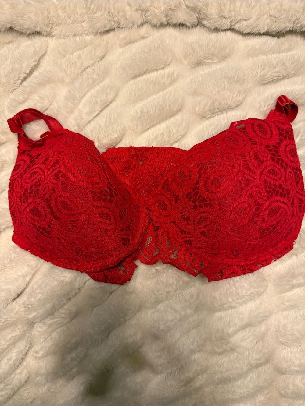 NWT PINK Victoria's Secret Red Wireless Push-Up Lace Bra Size XL